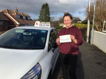 We are Delighted for Lauren Frampton who passed her driving test 1st Attempt at Bournemouth DTC very well done<br />
<br />

<br />
<br />
Congratulations from your instructor Louise and ALL of us at StreetDrive School of Motoring may we wish you many years of safe driving - Passed Tuesday 11th January 2017