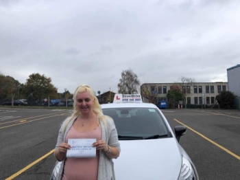 'Louise' has been truly amazing and could not recommend her anymore highly, she put me at complete ease.<br />
<br />
Thank you so much for helping me pass my test 'first time'. Sammy-Jo Mundy - Passed Friday 8th November 2019